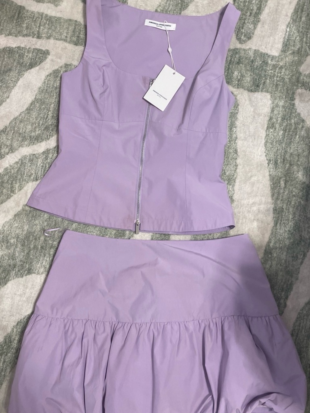 Amanda Uprichard Lavender Set OG 368 (top small, skirt medium)
